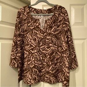 Emily Daniels Brown and Taupe Patterned Women's Top